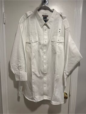NWOT 5.11 Tactical Men's white Sz:6XL PDU Class B Long Sleeve Shirt. pockets.